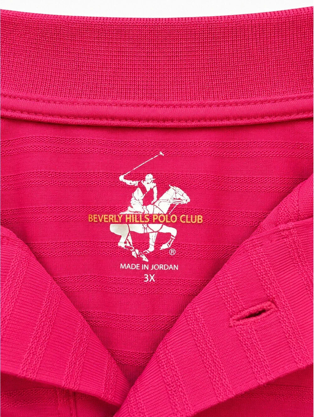 Beverly Hills Polo Club Men’s Pink Striped Short Sleeve Polo Shirt – Size 3X